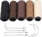 5 Rolls Sewing Threads and Needles Set, Hair Extensions Thread with 6 Pcs C/J/I Shaped Needles for Hand Sewing Wig Making Hair Weave Weft Craft DIY